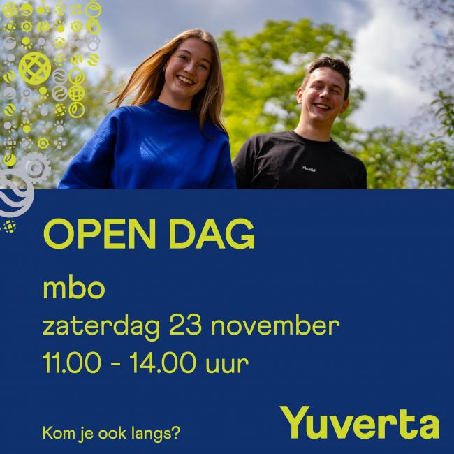 Flyer voor open dag Yuverta mbo Horst | november 2024